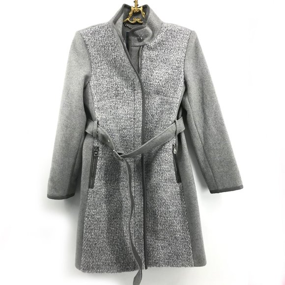 VINCE CAMUTO🌺Grey Belted Boucle Wool Coat NWOT - Picture 7 of 9